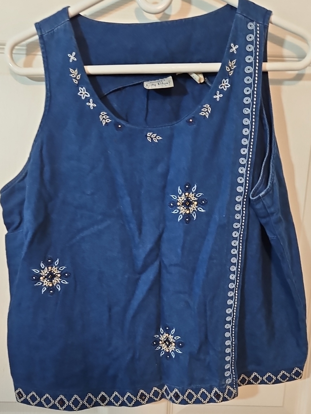 Koret Blue Embroidered Sleeveless Tank Top